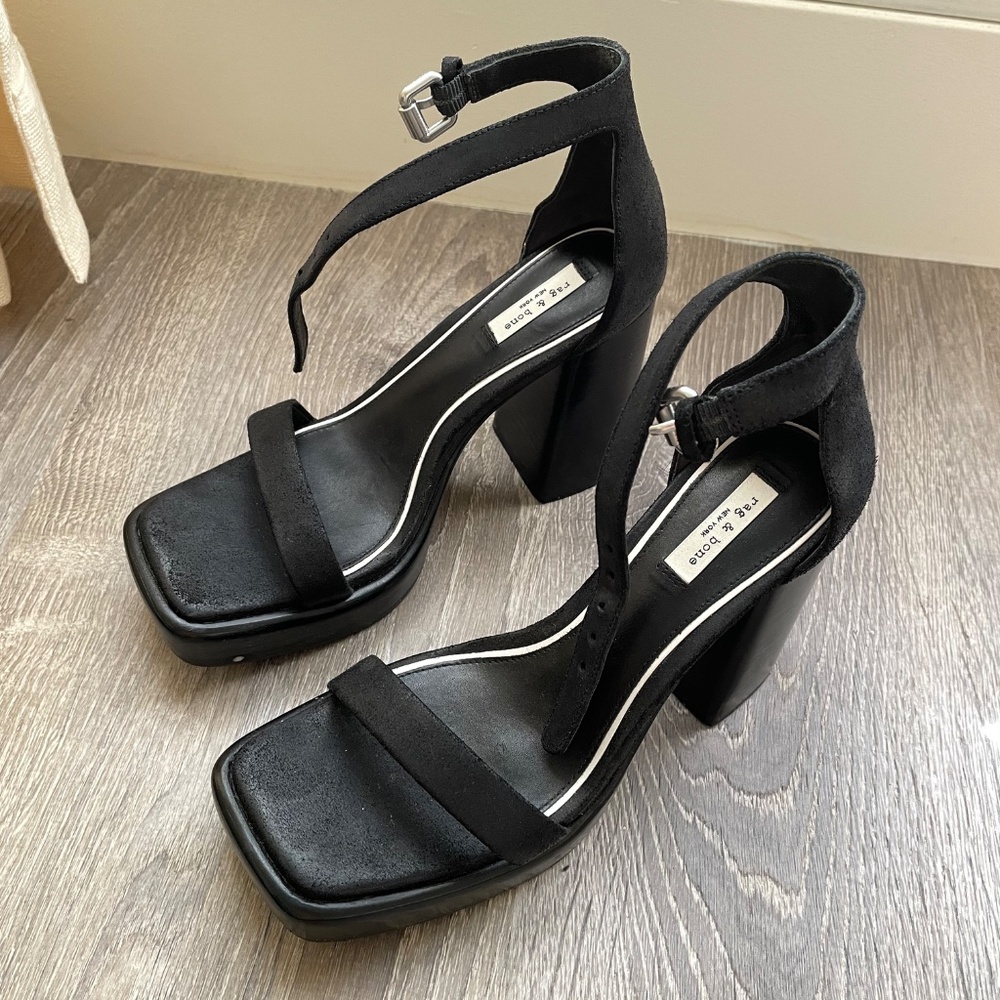 Rag & Bone Matrix Suede Ankle-Strap Platform Sand… - image 3